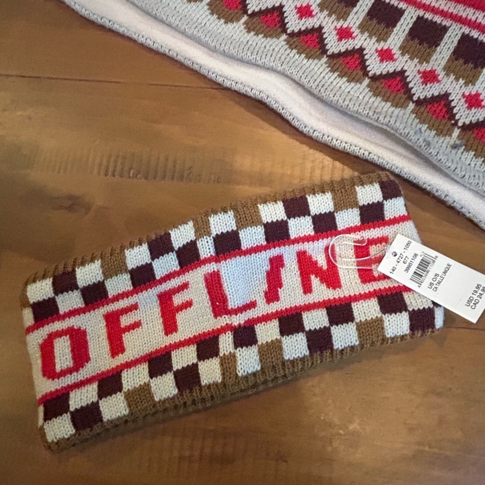 NWT Offline Checkered Blanket Scarf and Headband Set - Picture 9 of 12